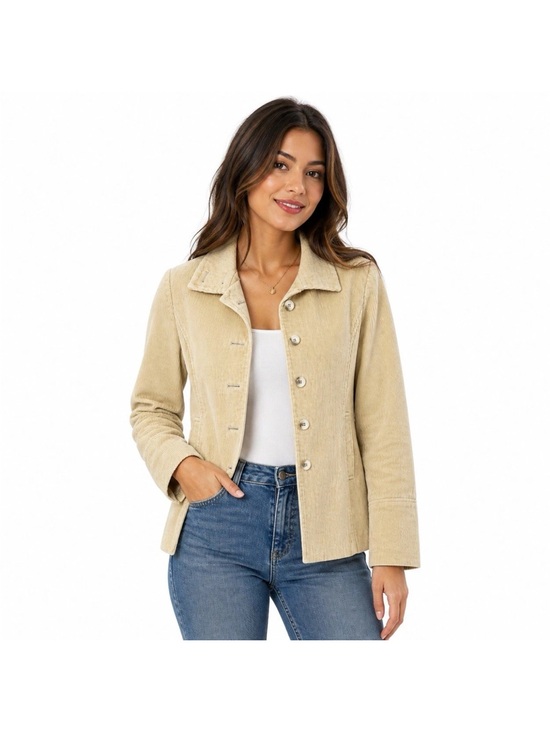 Express Jackets & Blazers - Vintage Express Tan Corduroy Jacket Womens XS Quilted Lined Fitted Coat 5/6